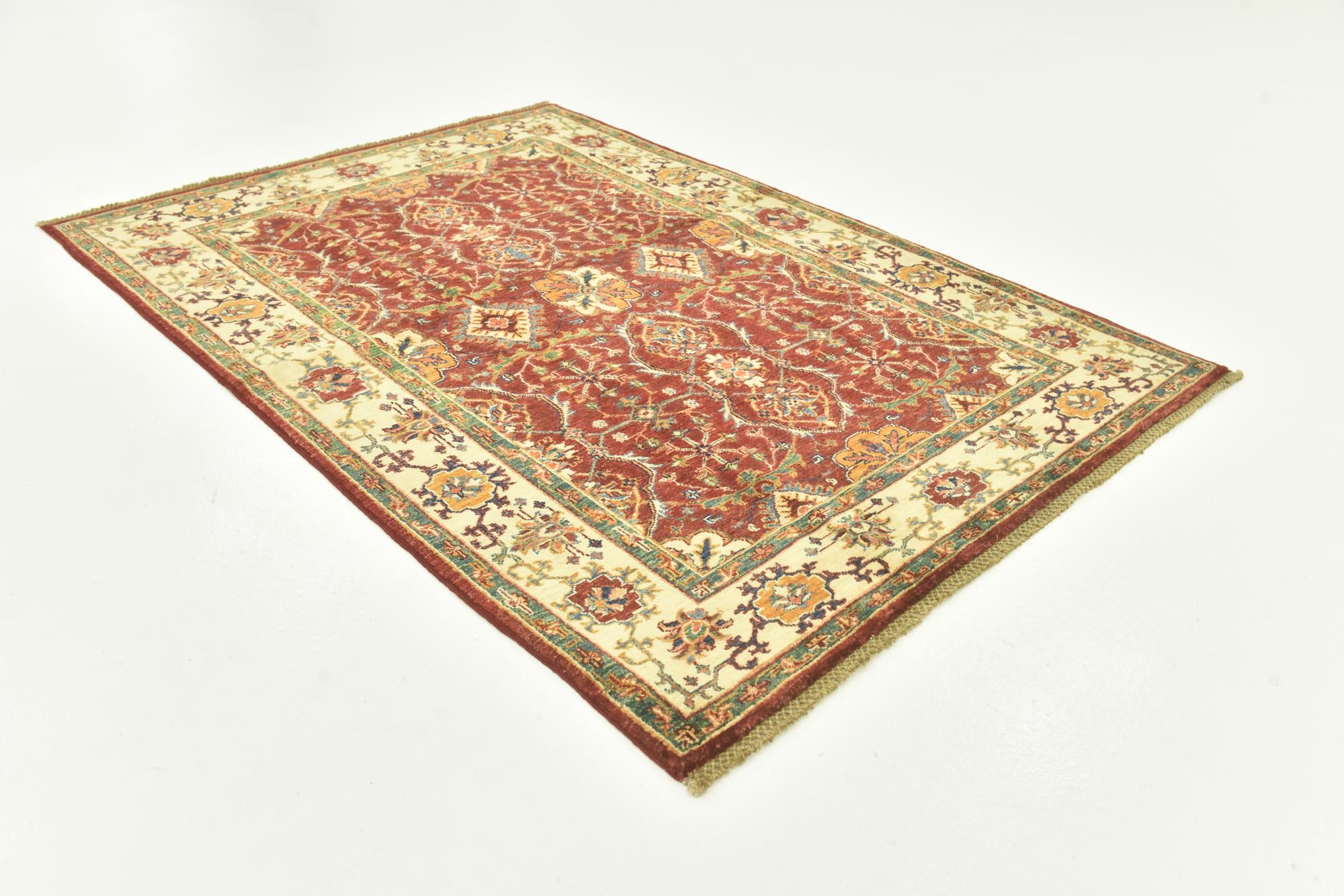 4' 3 x 6' 1 Hand Knotted Kazak Rug