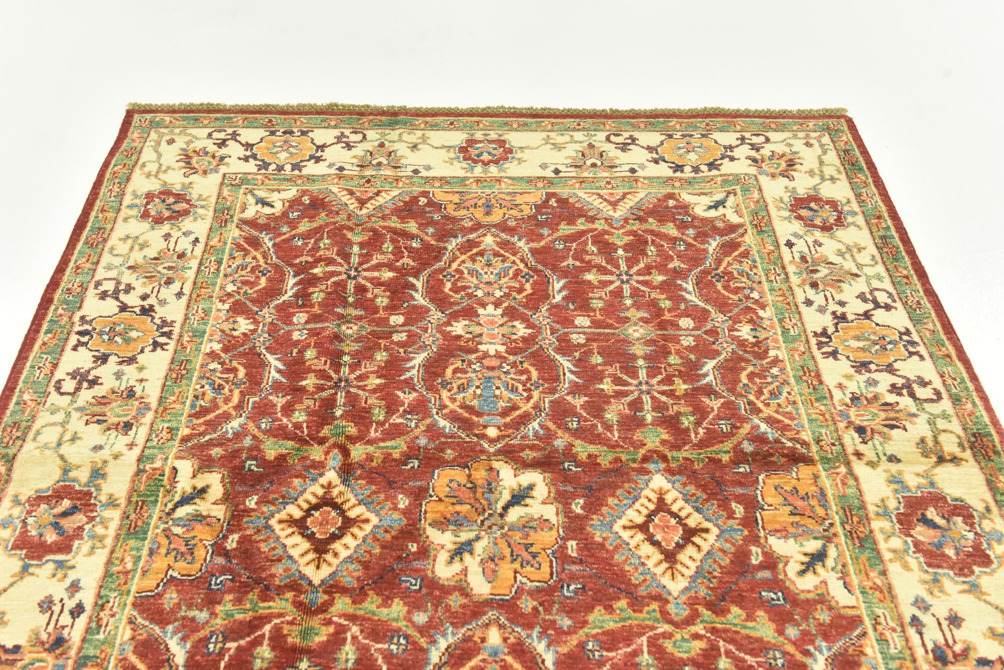 4' 3 x 6' 1 Hand Knotted Kazak Rug