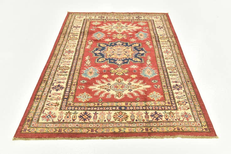 Detail image of 4' x 5' 8 Hand Knotted Kazak Rug