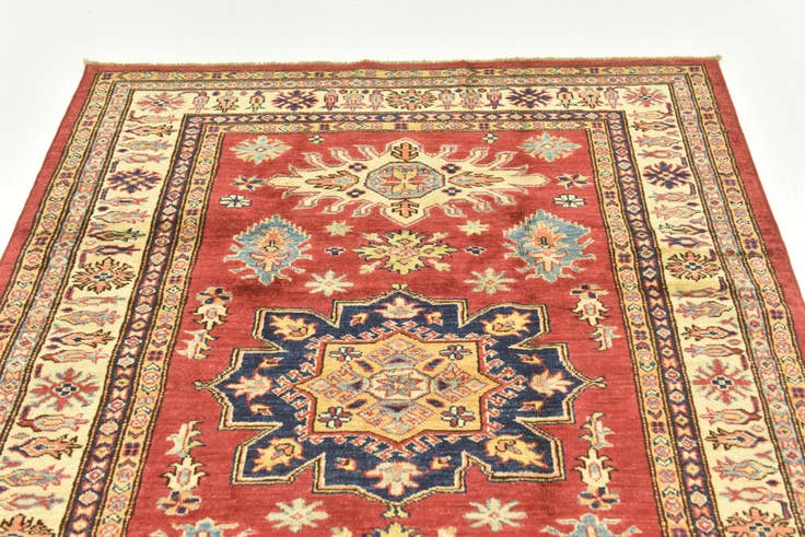 Detail image of 4' x 5' 8 Hand Knotted Kazak Rug