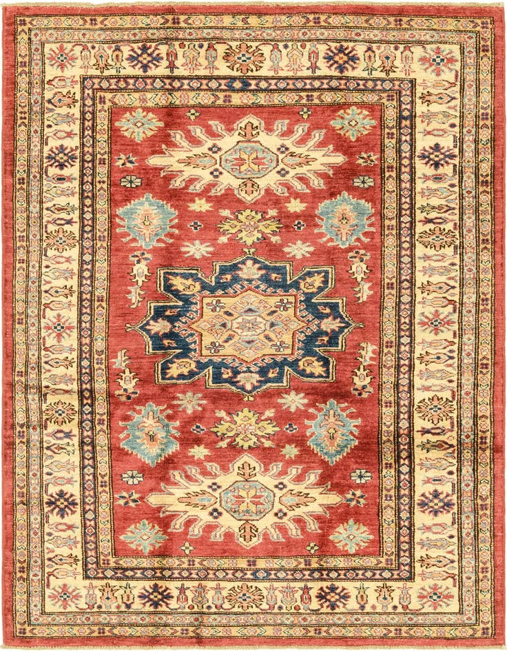 Detail image of 4' x 5' 8 Hand Knotted Kazak Rug