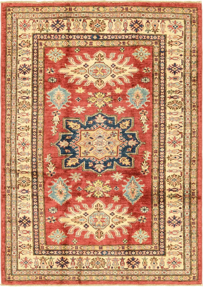 Detail image of 4' x 5' 8 Hand Knotted Kazak Rug