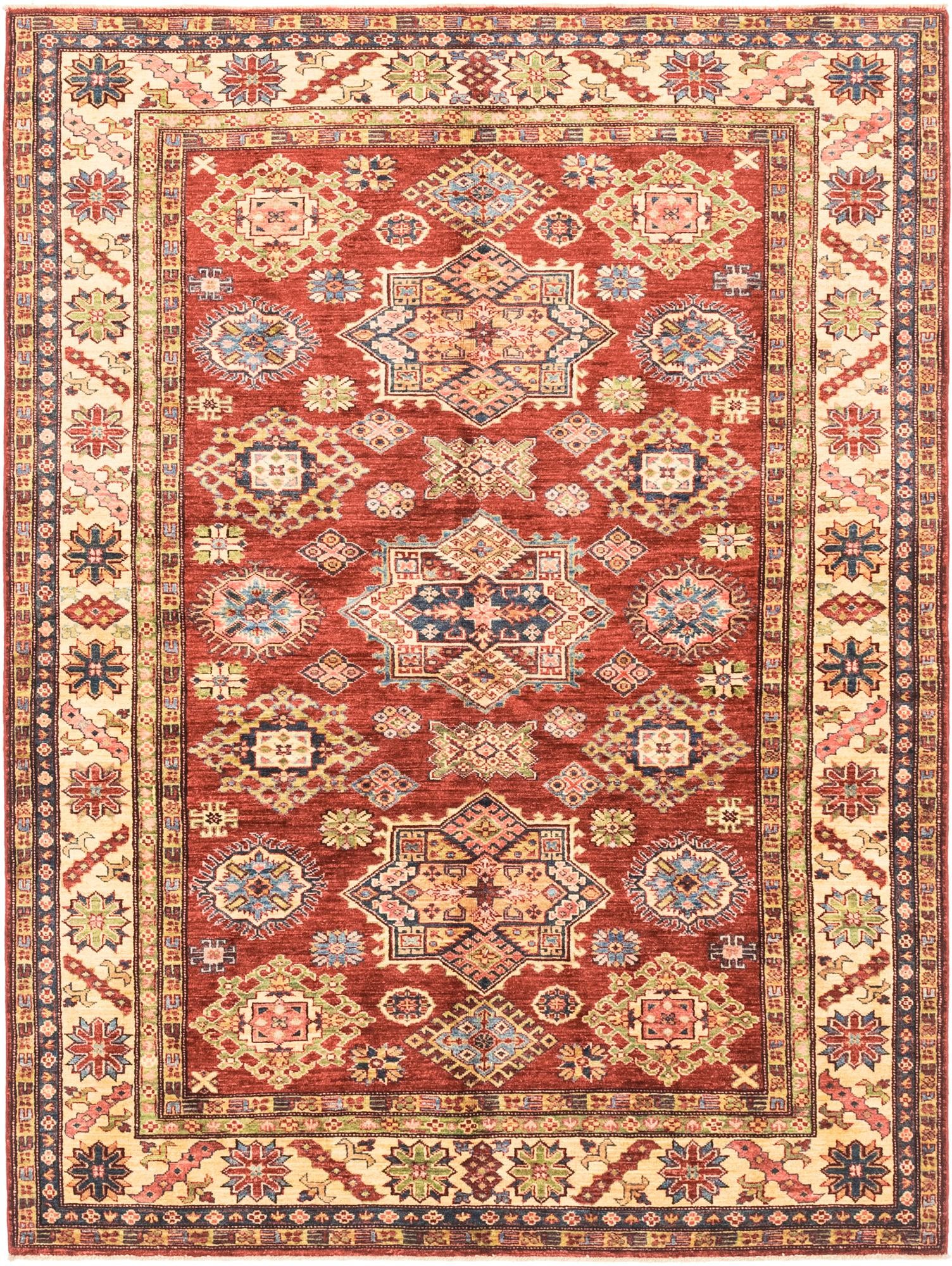 180cm x 245cm Hand Knotted Kazak Oriental Rug