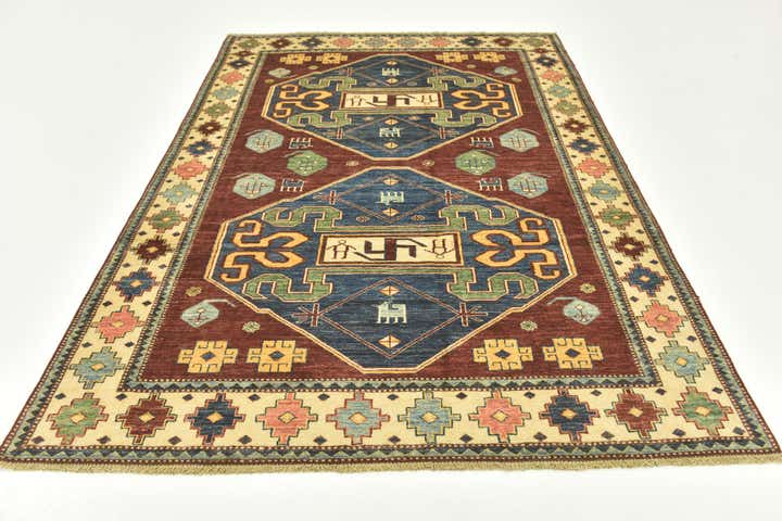 185cm x 260cm Hand Knotted Kazak Oriental Rug