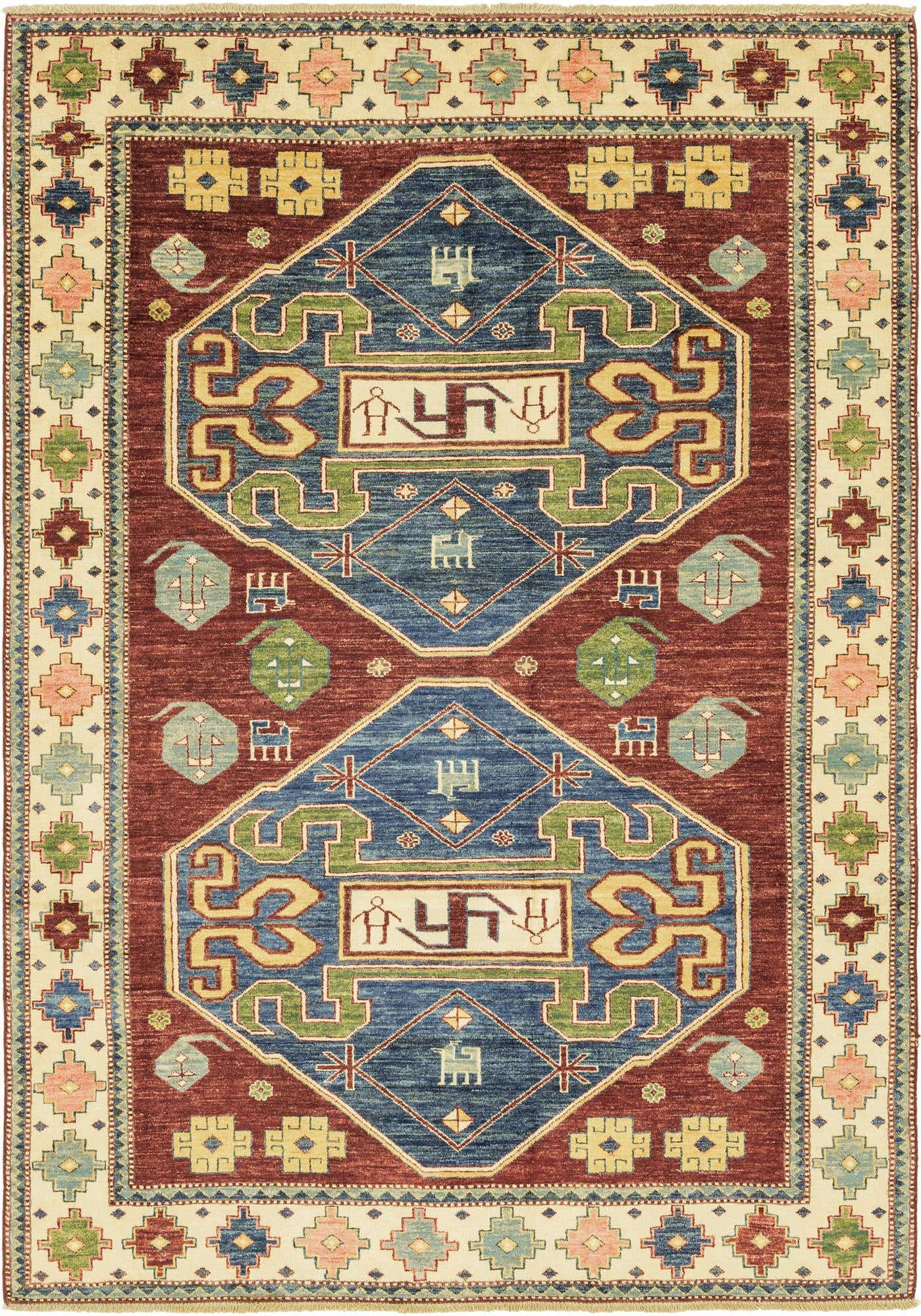 185cm x 260cm Hand Knotted Kazak Oriental Rug