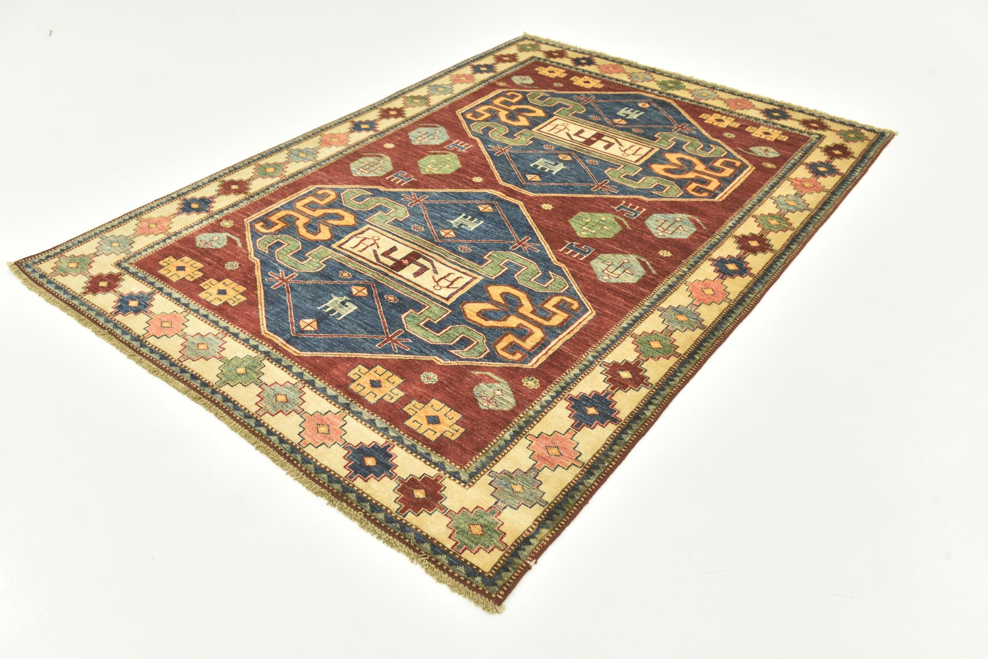 5' 8 x 8' Hand Knotted Kazak Oriental Rug