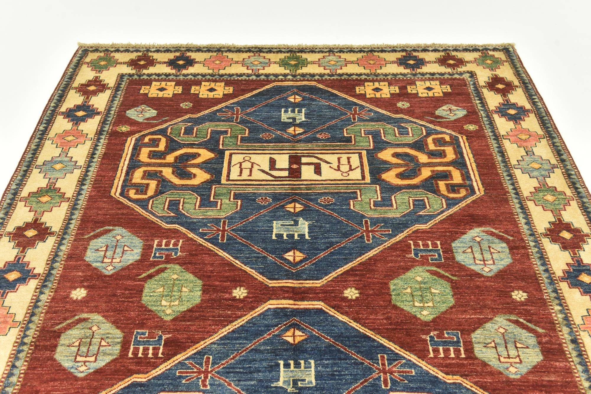 5' 8 x 8' Hand Knotted Kazak Oriental Rug