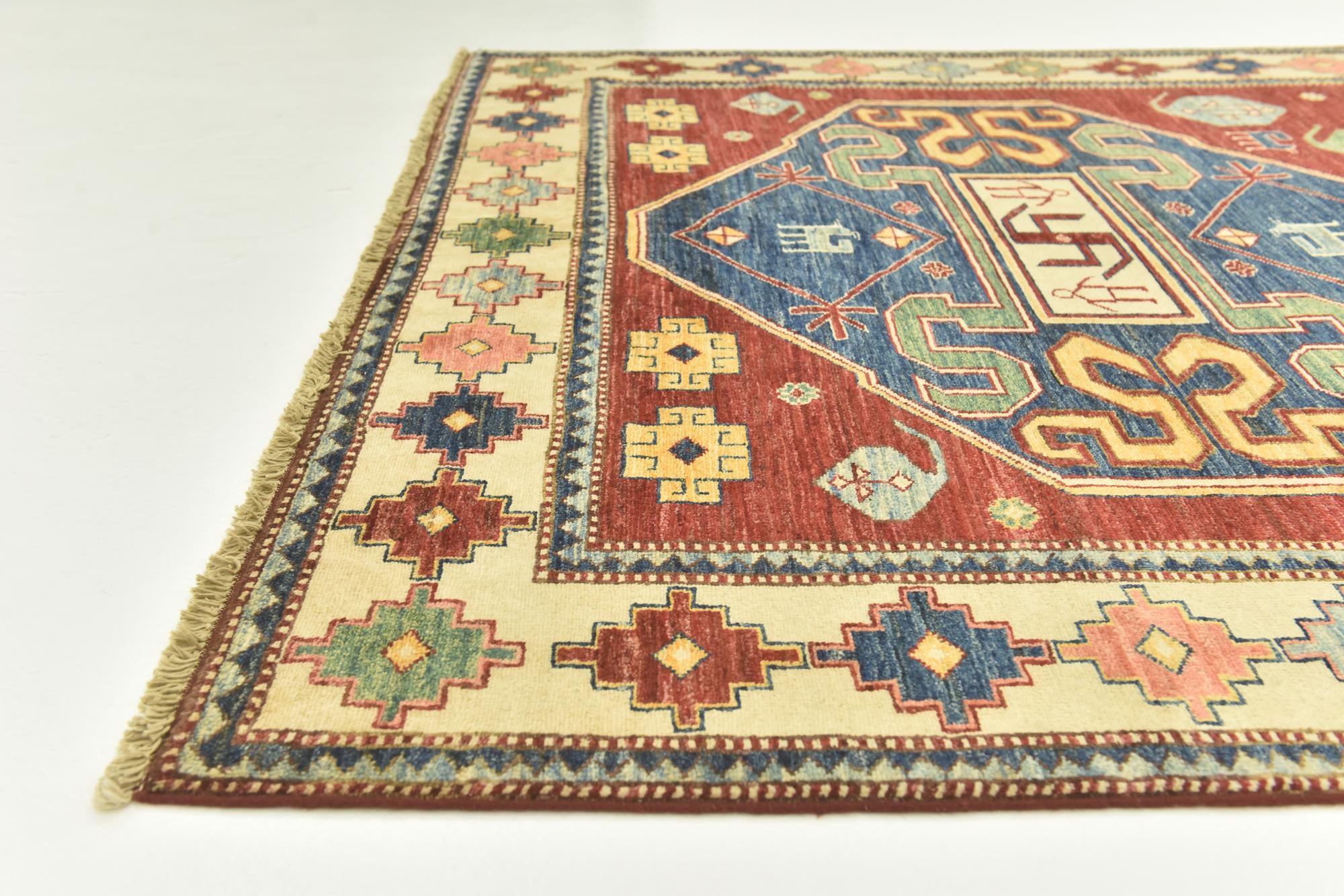 5' 8 x 8' Hand Knotted Kazak Oriental Rug