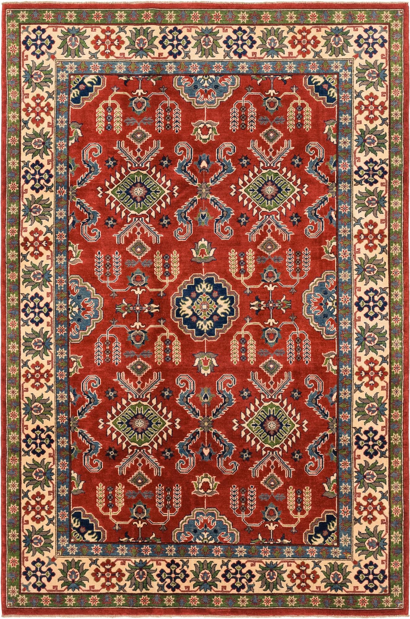 6' 4 x 9' 8 Hand Knotted Kazak Rug