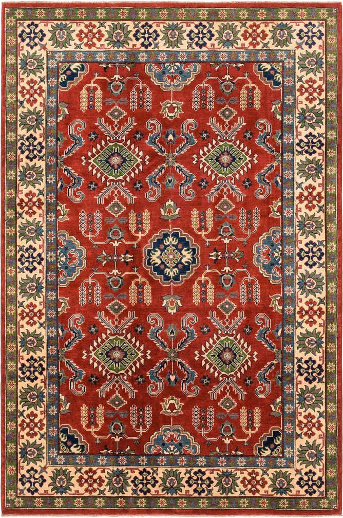 6' 4 x 9' 8 Hand Knotted Kazak Rug