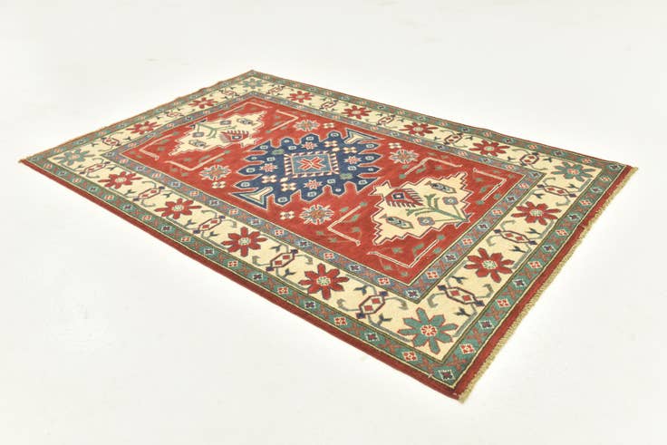 Detail image of 3' 10 x 5' 10 Hand Knotted Kazak Rug