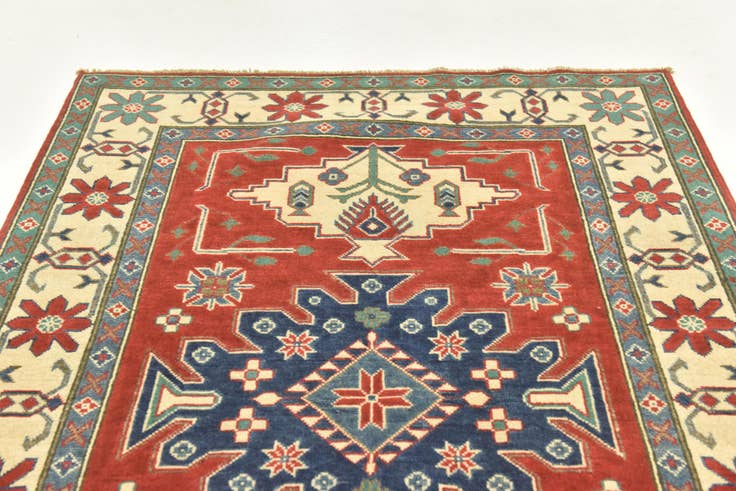 Detail image of 3' 10 x 5' 10 Hand Knotted Kazak Rug