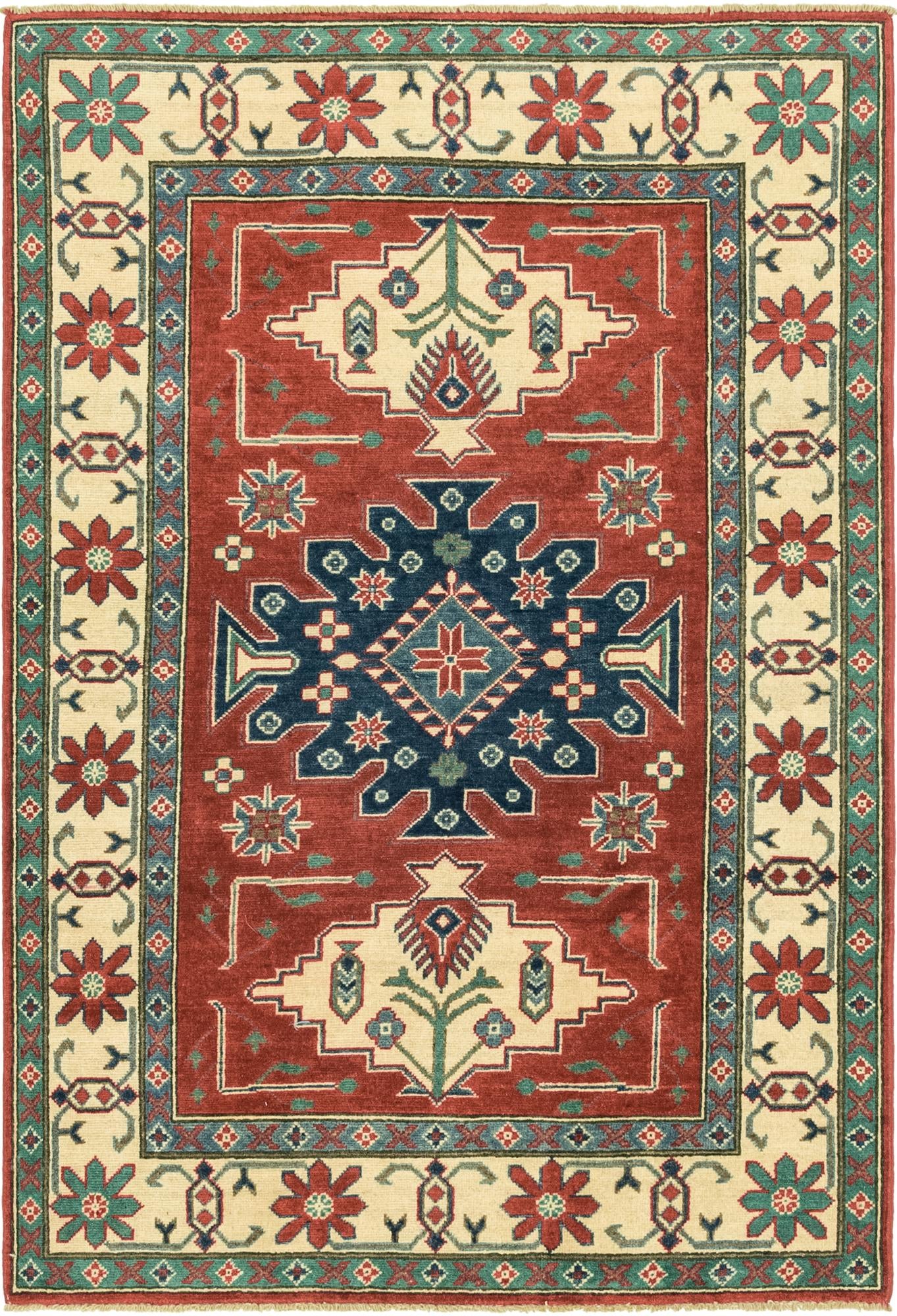 3' 10 x 5' 10 Hand Knotted Kazak Rug