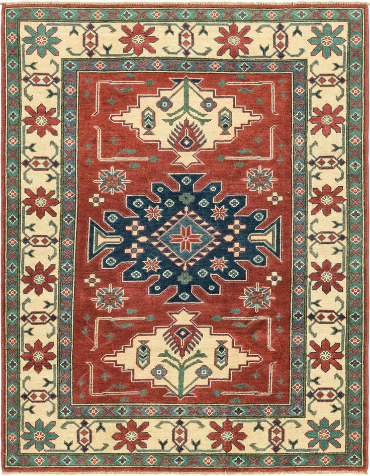 Detail image of 3' 10 x 5' 10 Hand Knotted Kazak Rug