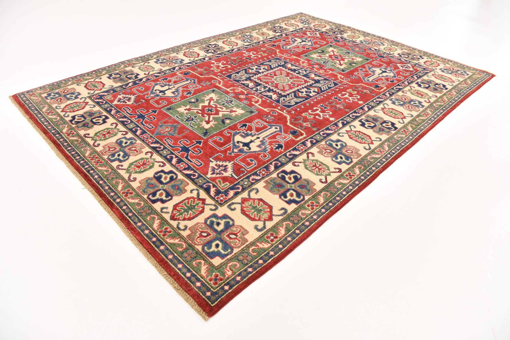 6' 1 x 8' 11 Hand Knotted Kazak Rug