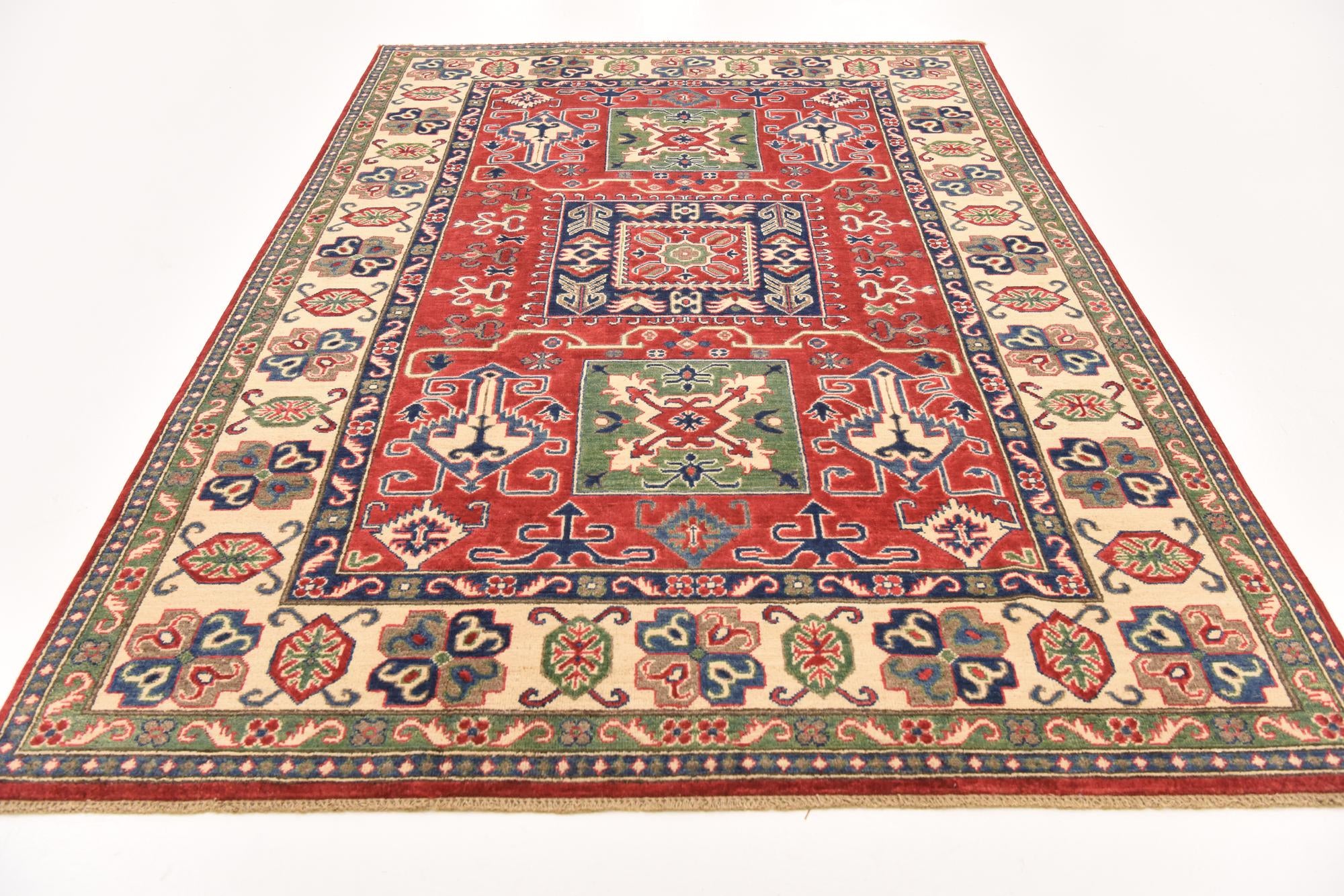 6' 1 x 8' 11 Hand Knotted Kazak Rug