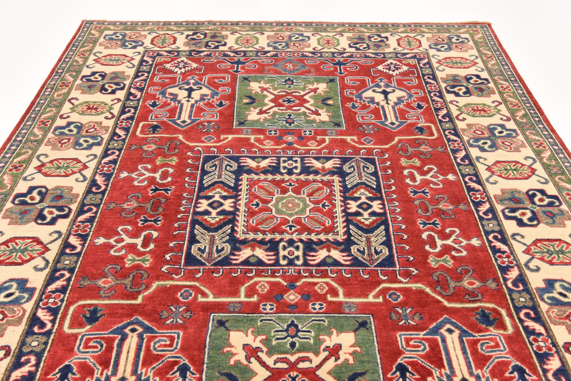 6' 1 x 8' 11 Hand Knotted Kazak Rug