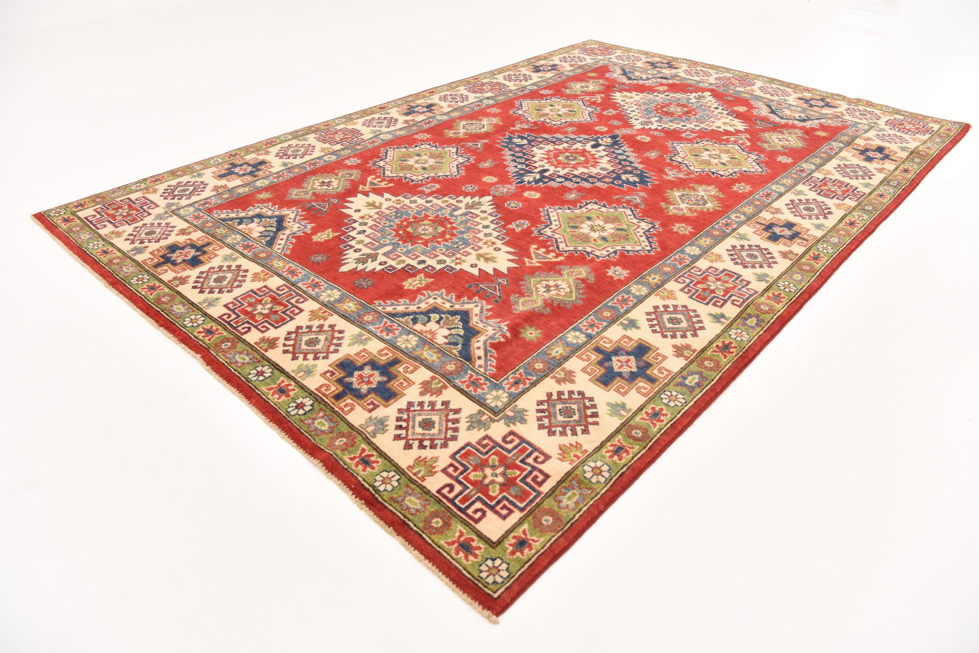 6' 4 x 9' 8 Hand Knotted Kazak Rug