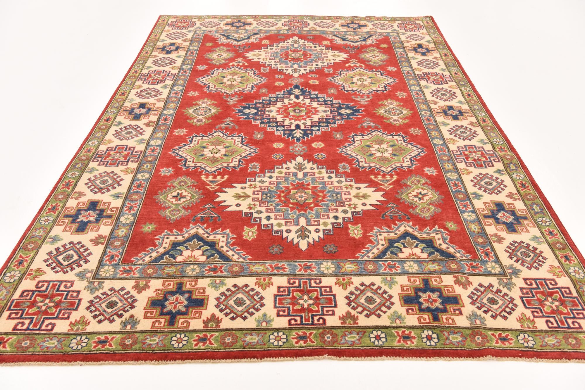 6' 4 x 9' 8 Hand Knotted Kazak Rug