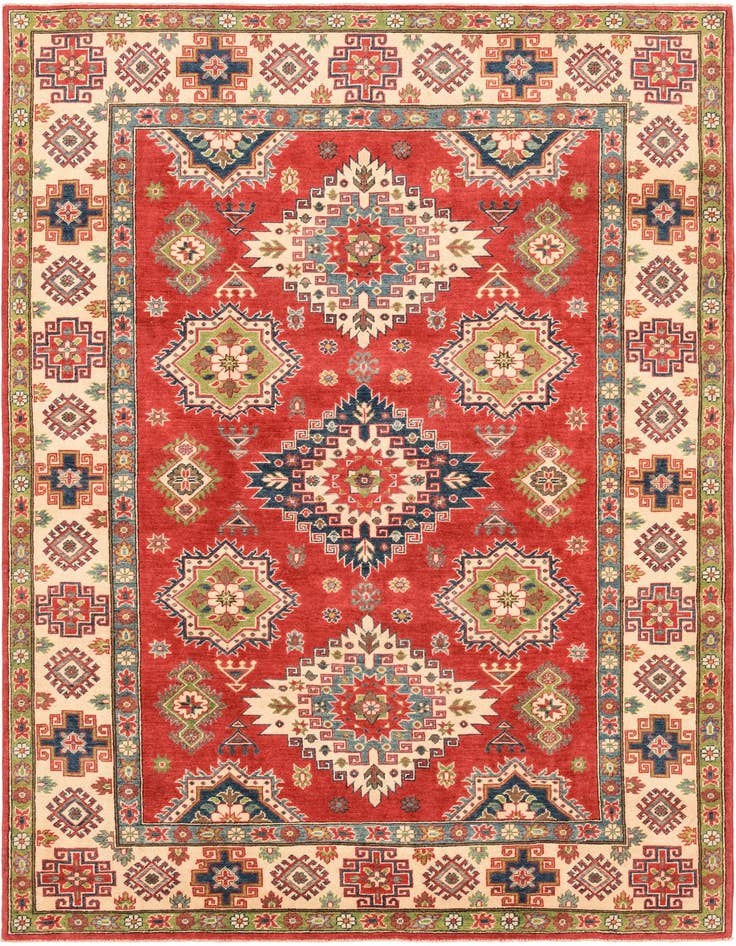 Detail image of 6' 4 x 9' 8 Hand Knotted Kazak Rug