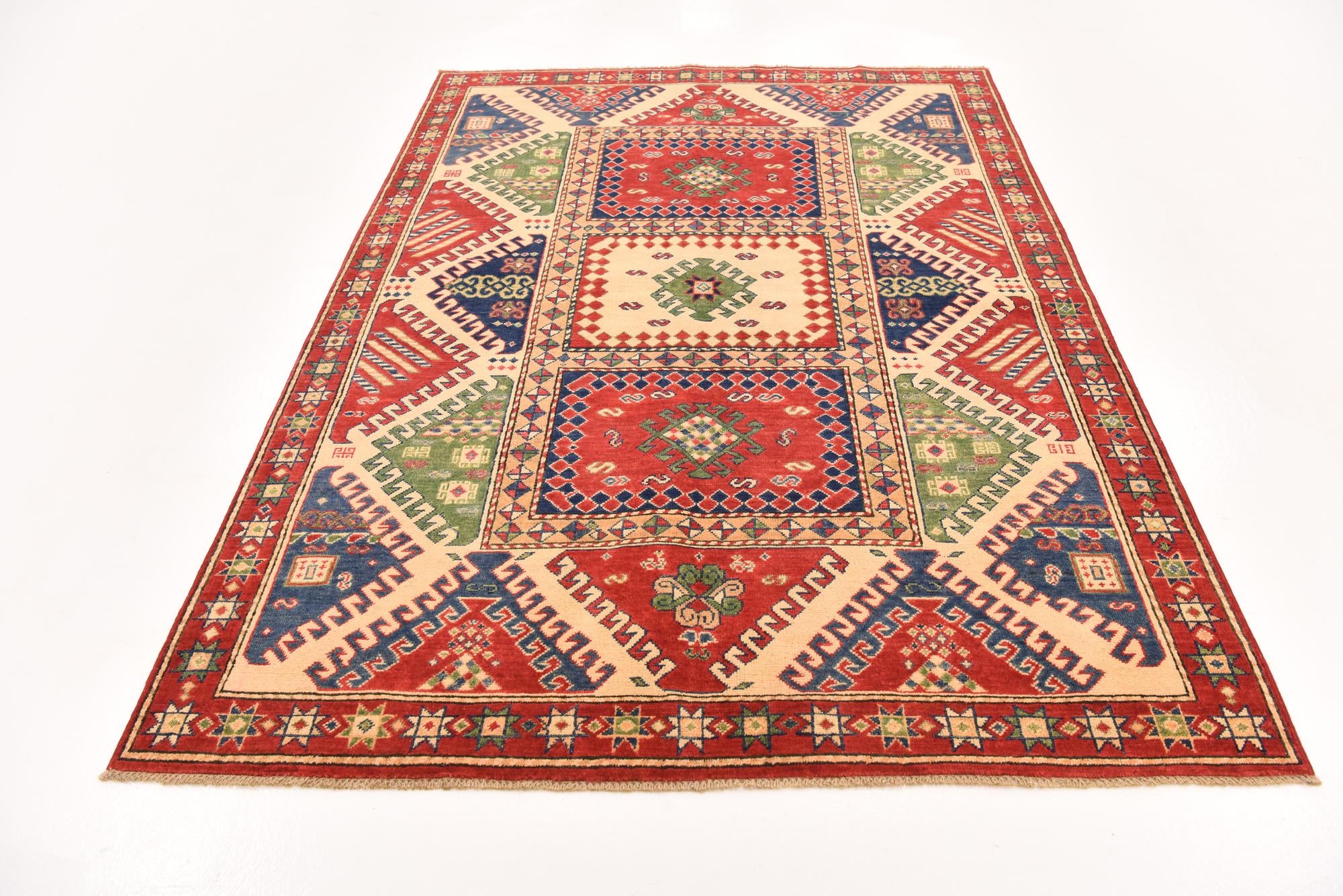 5' 8 x 7' 10 Hand Knotted Kazak Rug
