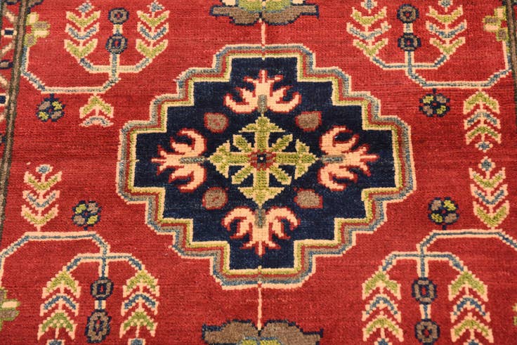 Detail image of 3' 4 x 5' Hand Knotted Kazak Rug