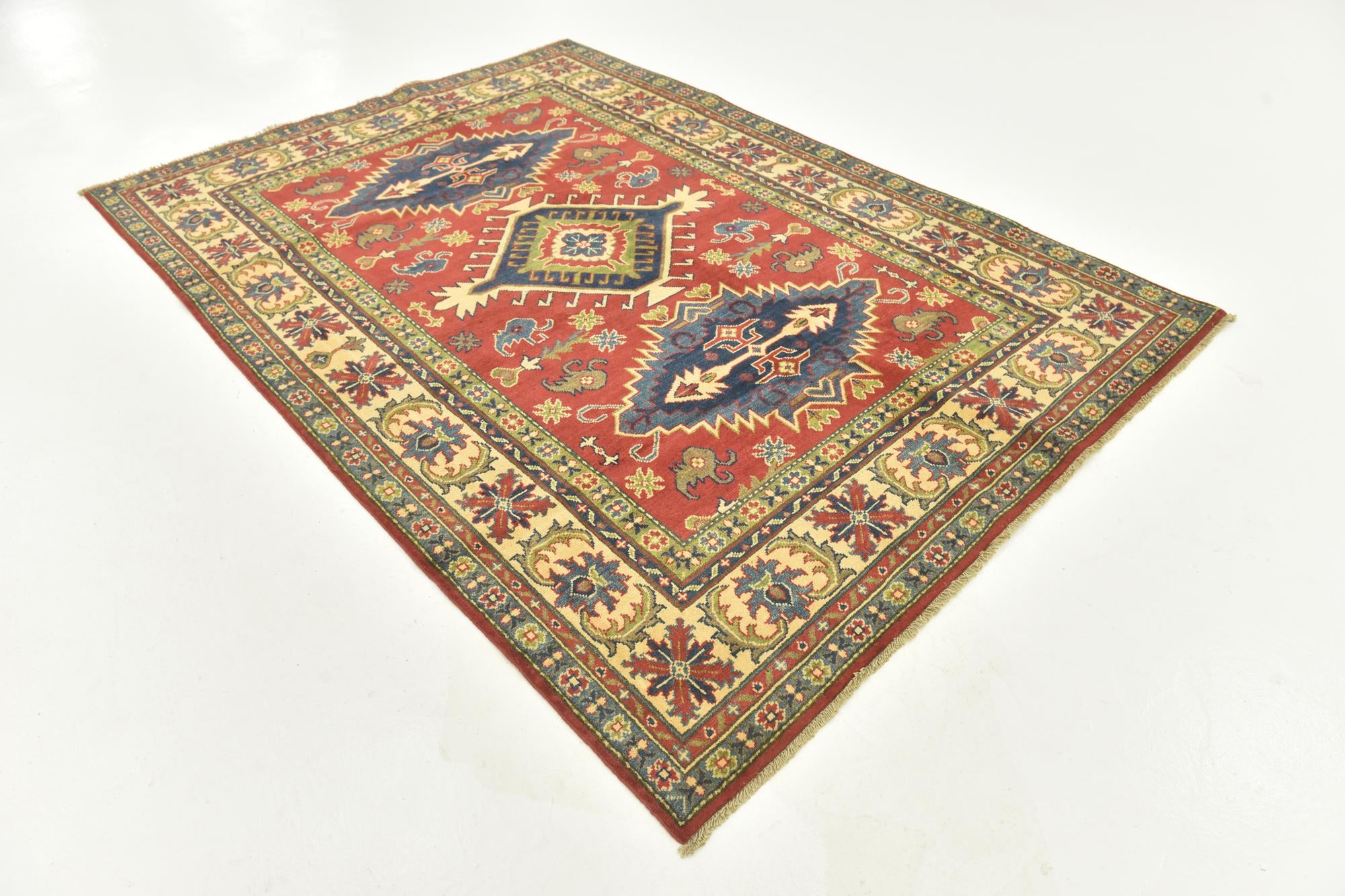 5' 9 x 8' 2 Hand Knotted Kazak Rug