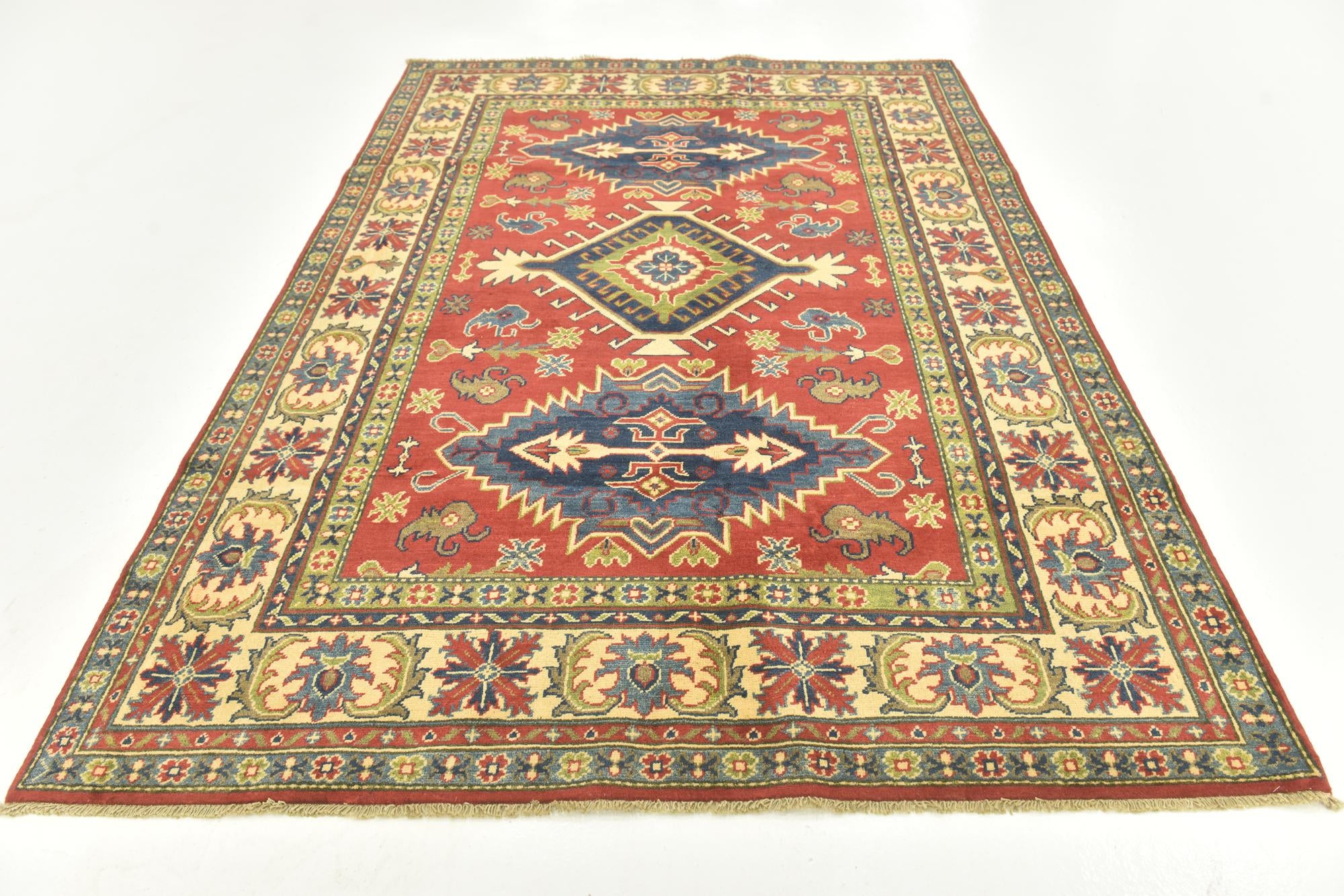 5' 9 x 8' 2 Hand Knotted Kazak Rug