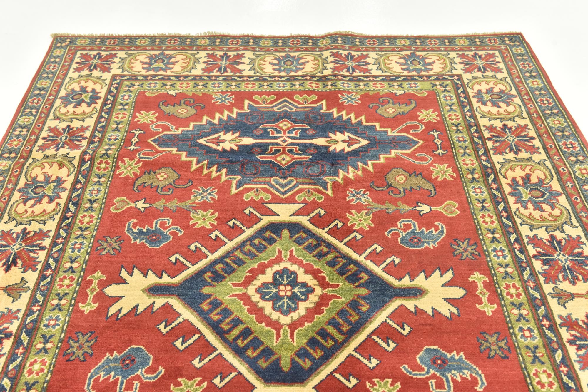 5' 9 x 8' 2 Hand Knotted Kazak Rug