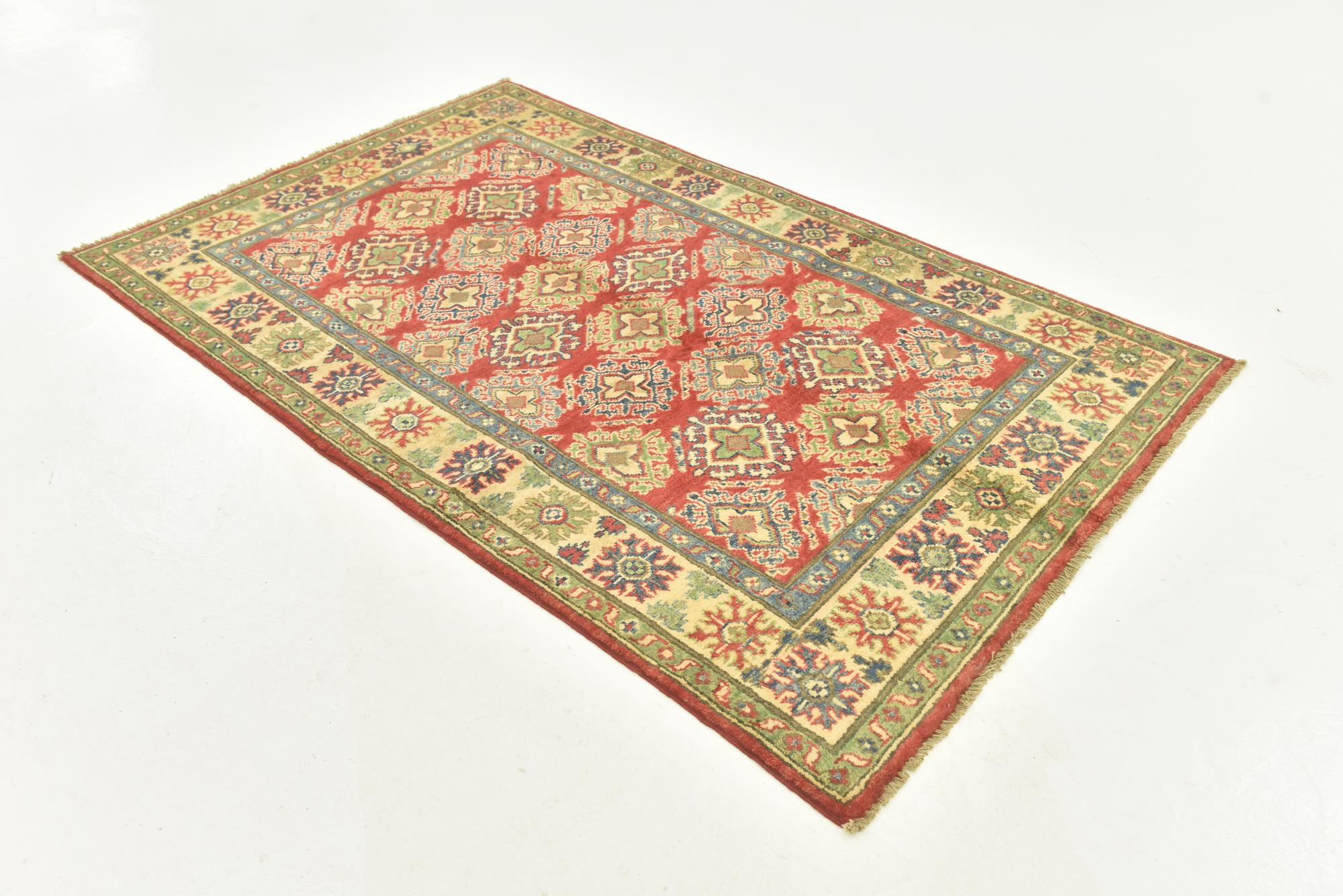 4' x 6' 4 Hand Knotted Kazak Rug