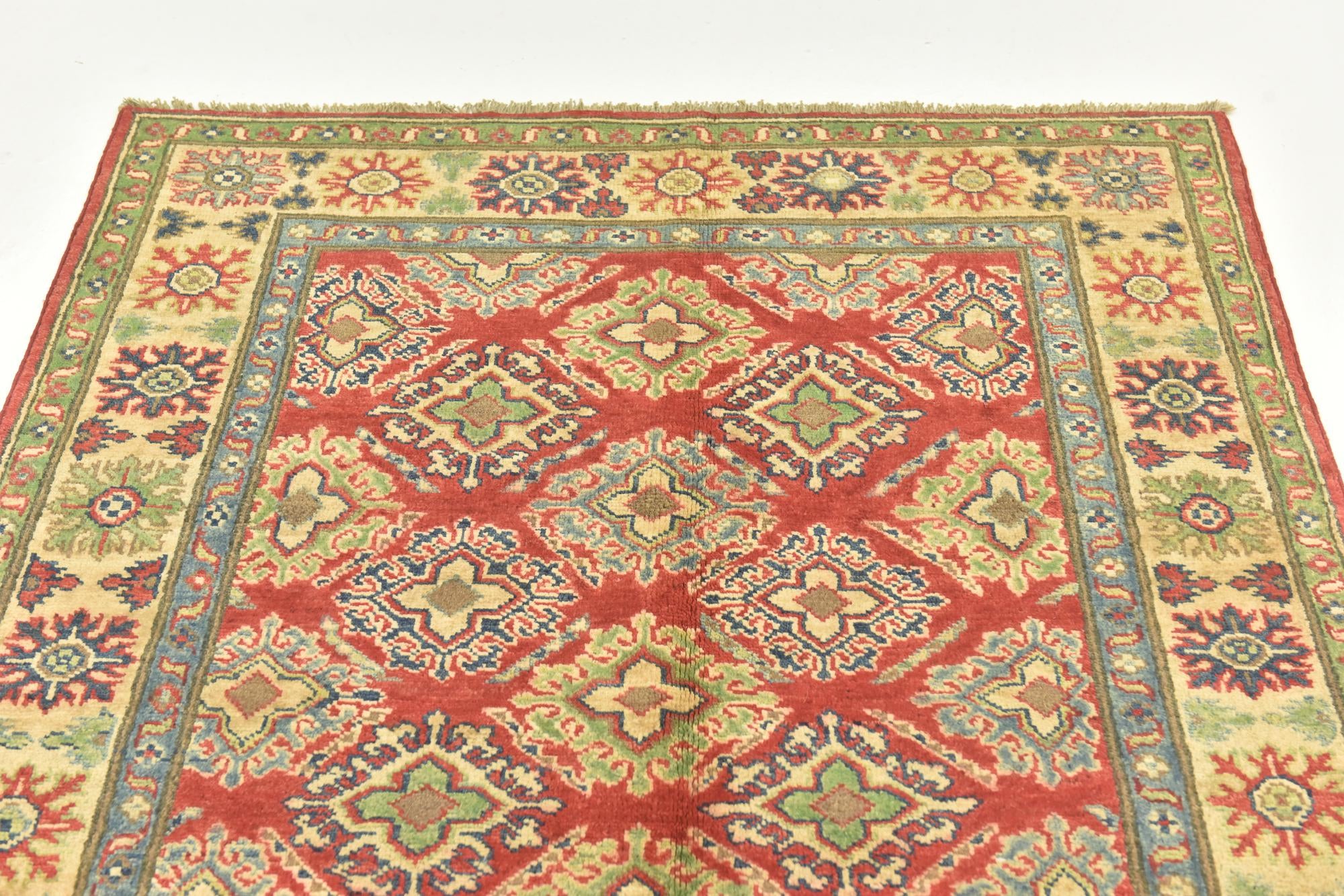 4' x 6' 4 Hand Knotted Kazak Rug