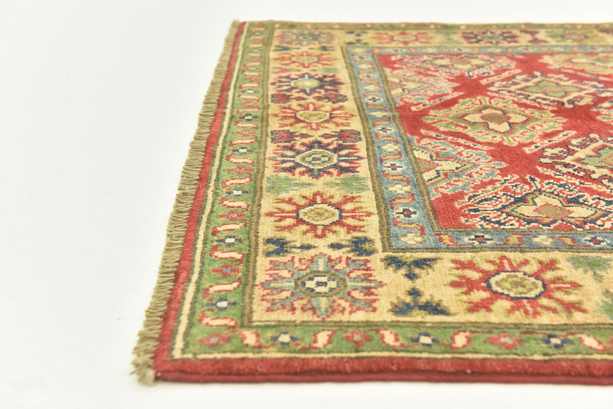 4' x 6' 4 Hand Knotted Kazak Rug