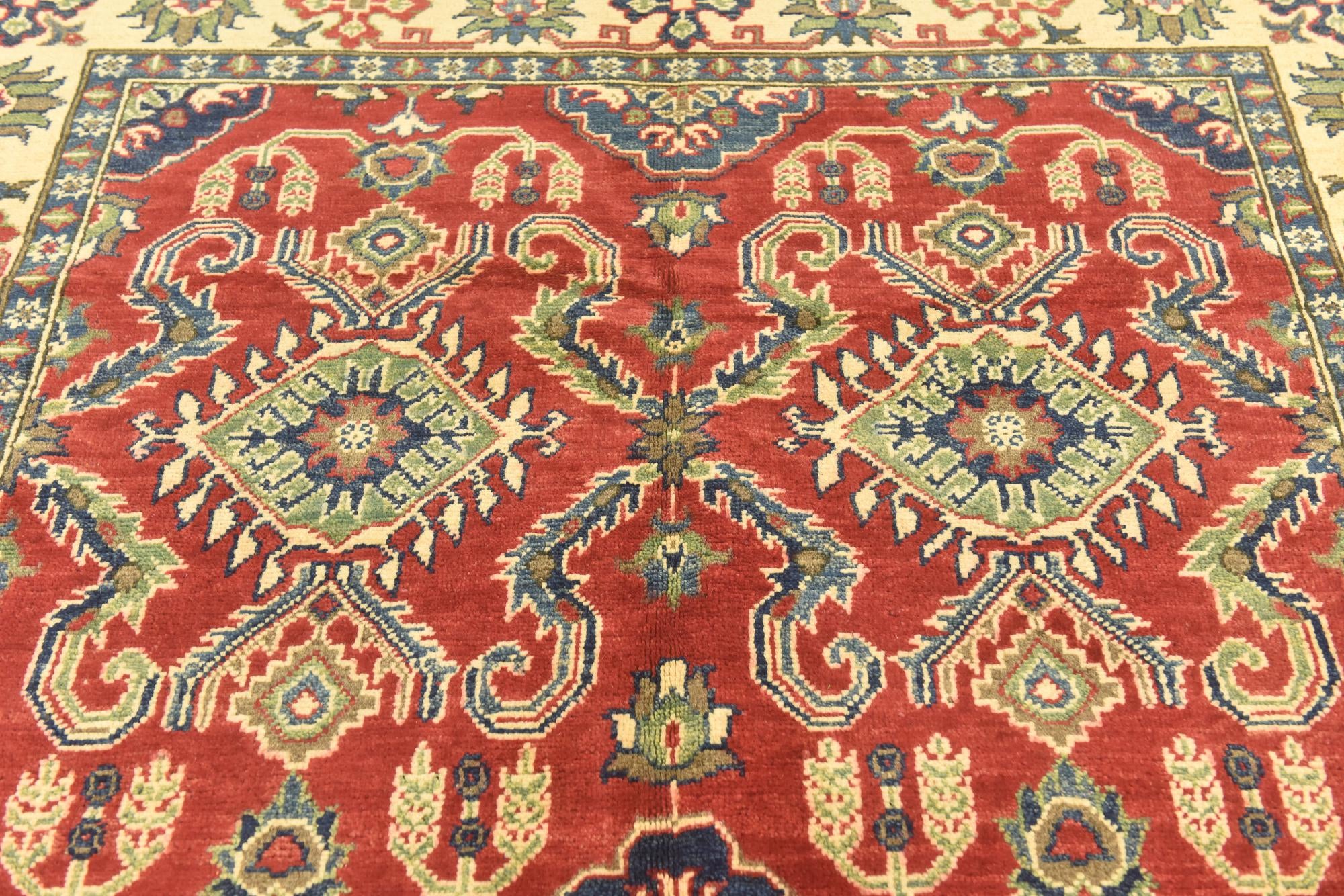 5' x 7' 3 Hand Knotted Kazak Rug