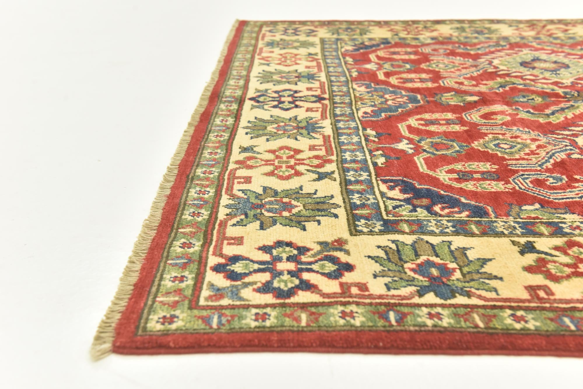 5' x 7' 3 Hand Knotted Kazak Rug