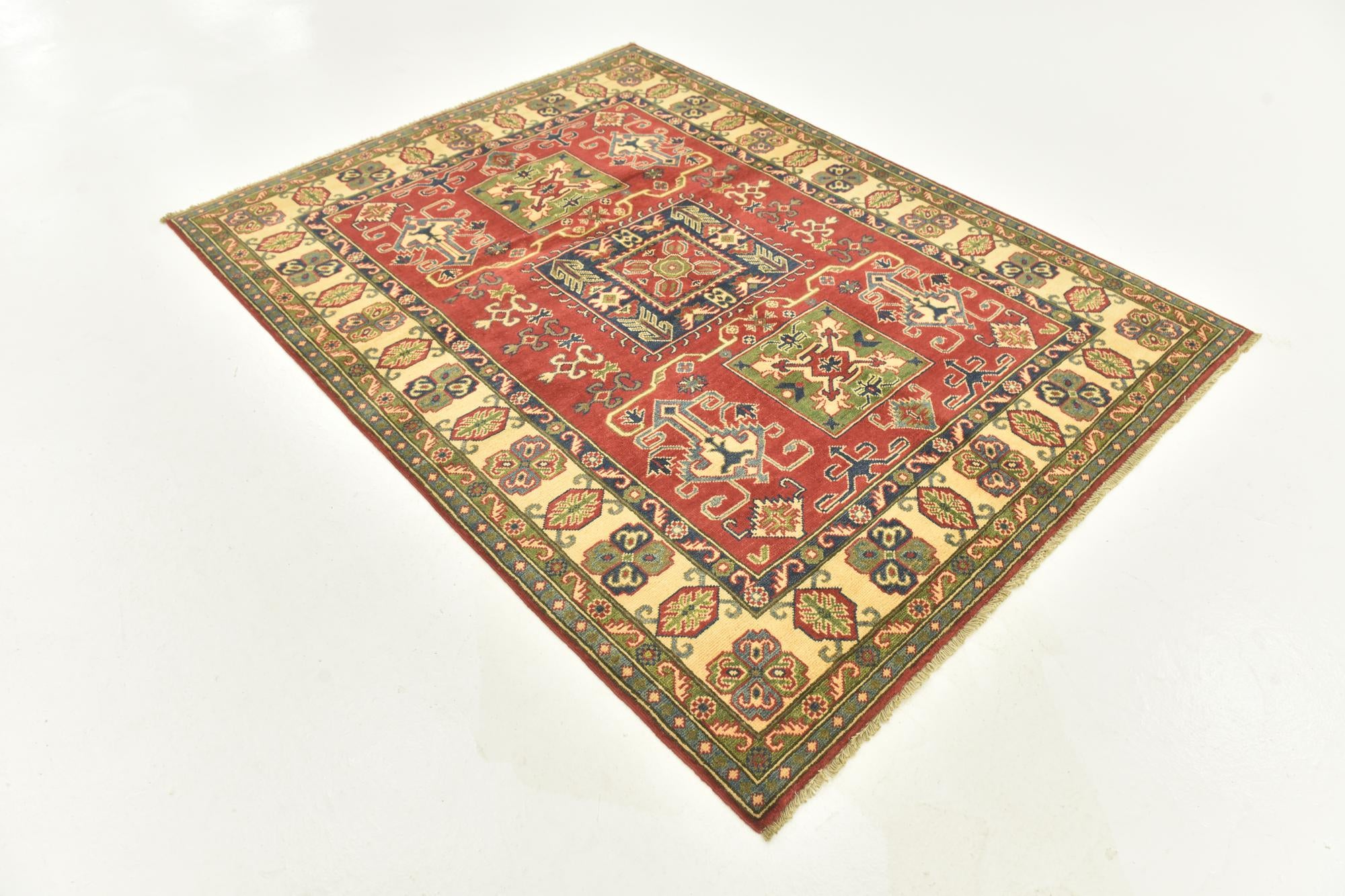 5' x 6' 7 Hand Knotted Kazak Rug