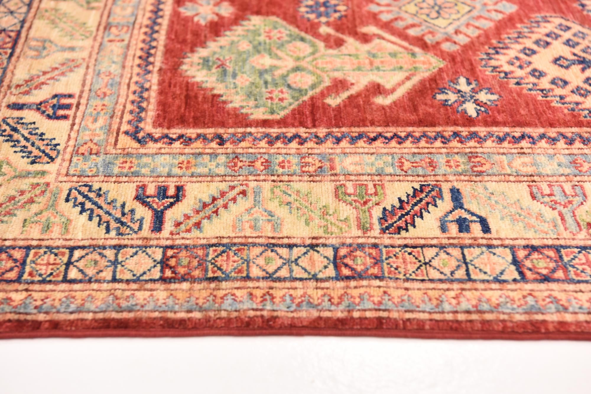 145cm x 200cm anudado a mano Kazak Alfombra Oriental