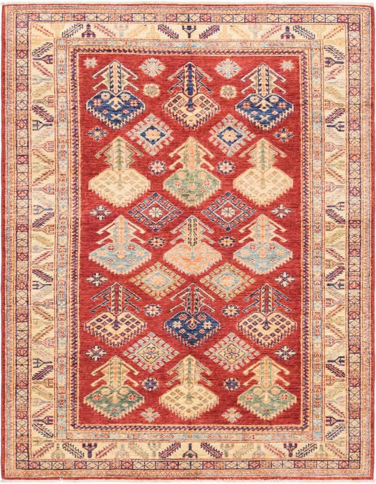 Detail image of 4' 10 x 6' 7 Hand Knotted Kazak Oriental Rug