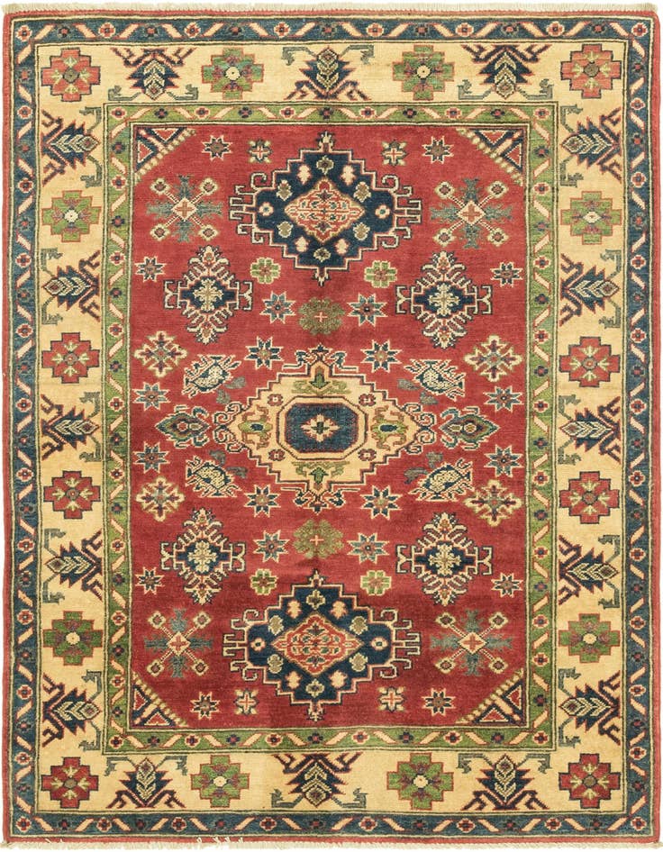 Detail image of 4' x 5' 10 Hand Knotted Kazak Rug