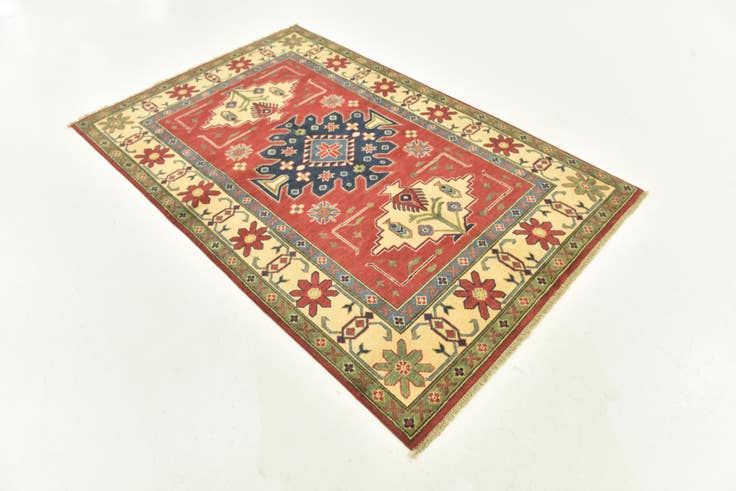 Detail image of 4' x 6' 3 Hand Knotted Kazak Rug