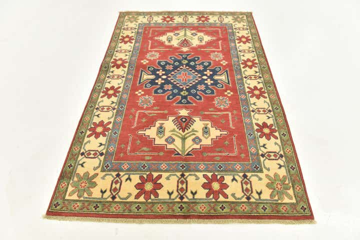 4' x 6' 3 Hand Knotted Kazak Rug