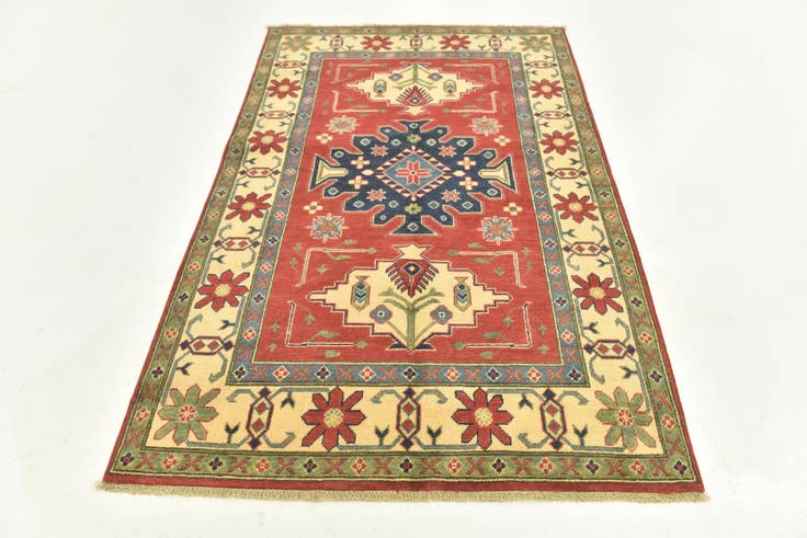 Detail image of 4' x 6' 3 Hand Knotted Kazak Rug