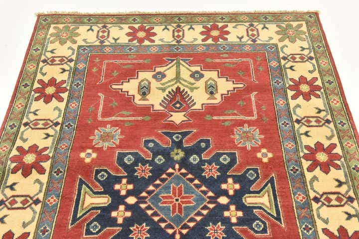 4' x 6' 3 Hand Knotted Kazak Rug
