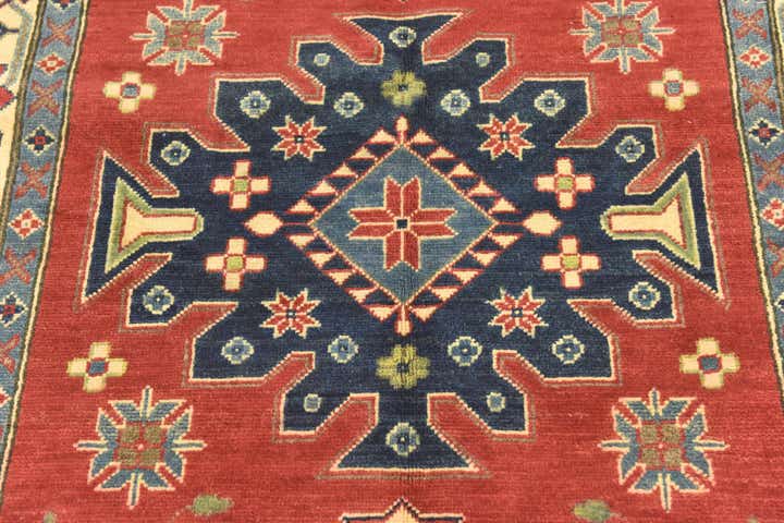 4' x 6' 3 Hand Knotted Kazak Rug