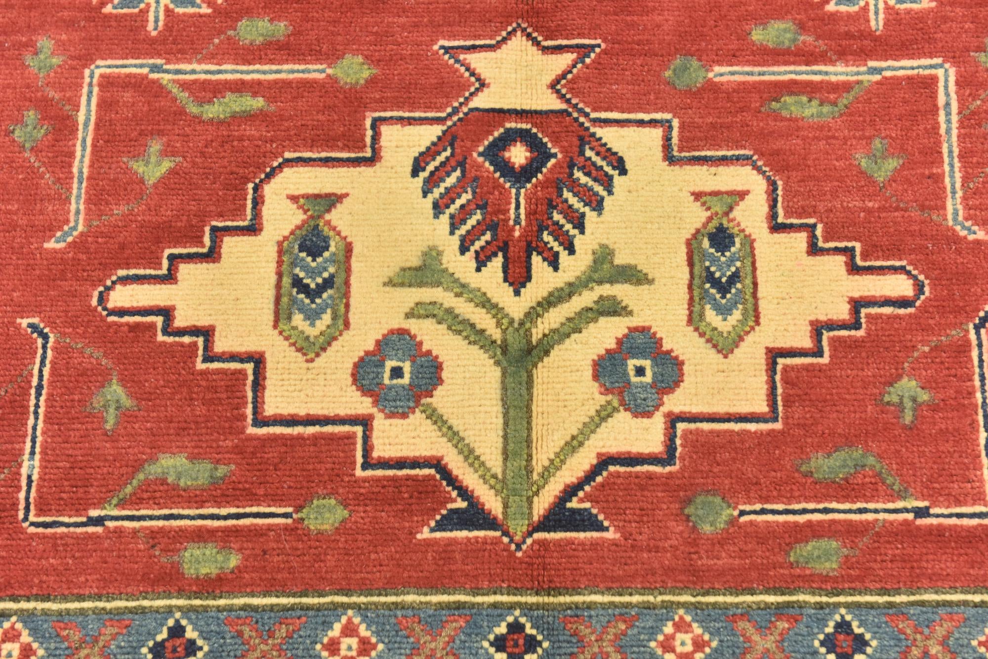 4' x 6' 3 Hand Knotted Kazak Rug