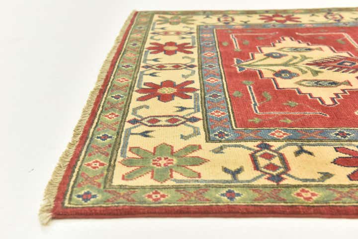 4' x 6' 3 Hand Knotted Kazak Rug