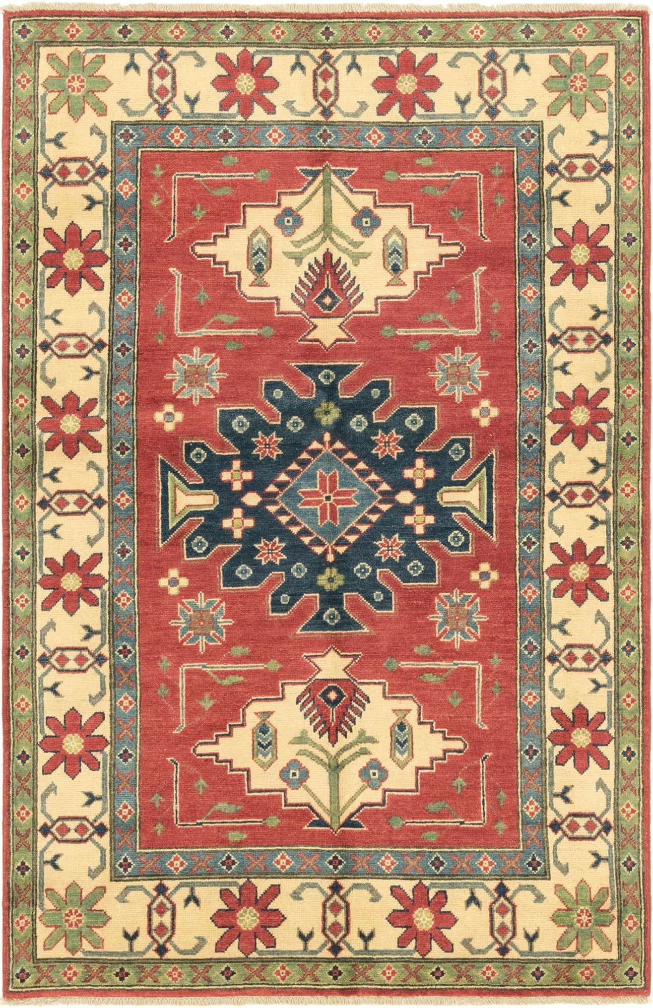 4' x 6' 3 Hand Knotted Kazak Rug