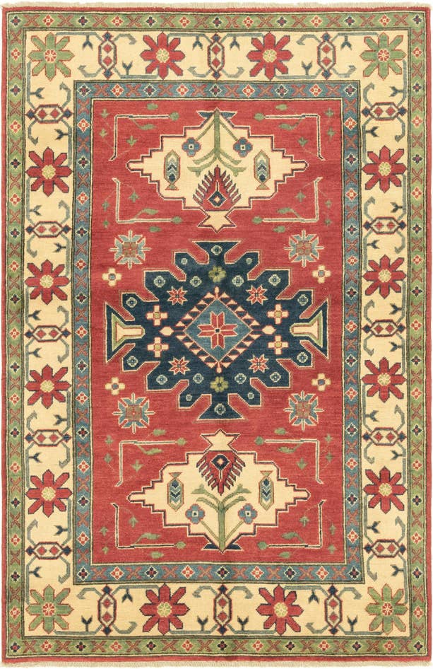 Detail image of 4' x 6' 3 Hand Knotted Kazak Rug