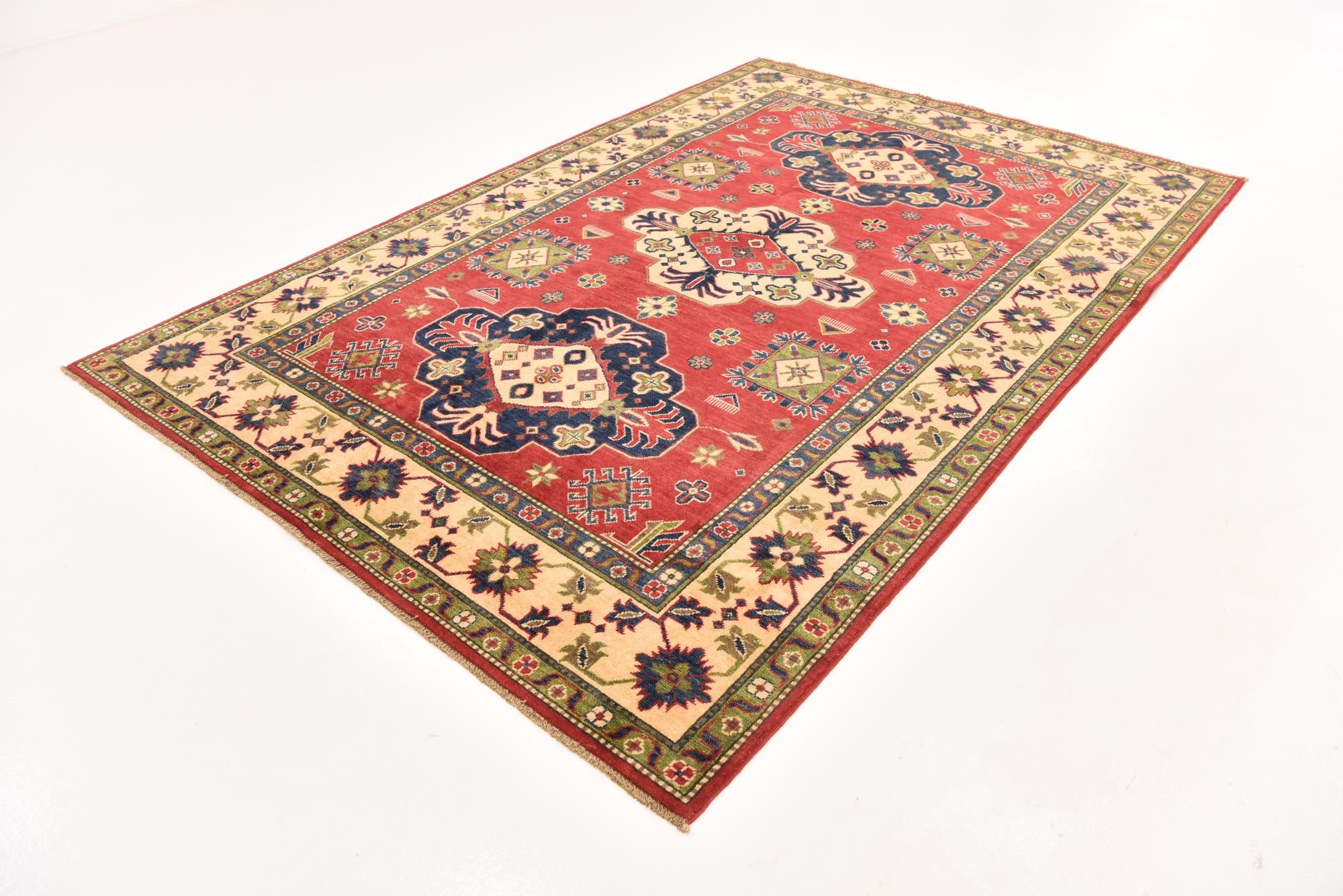 6' 1 x 9' 1 Hand Knotted Kazak Rug