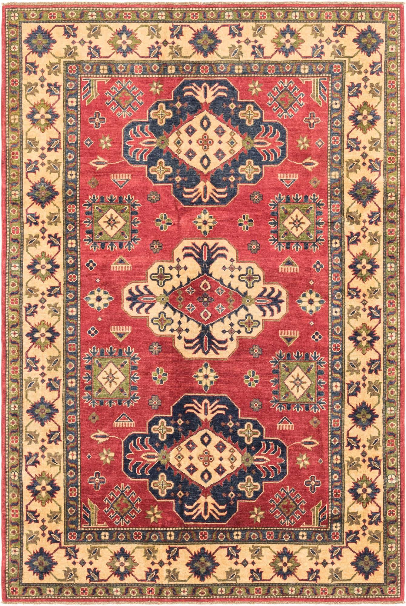 6' 1 x 9' 1 Hand Knotted Kazak Rug