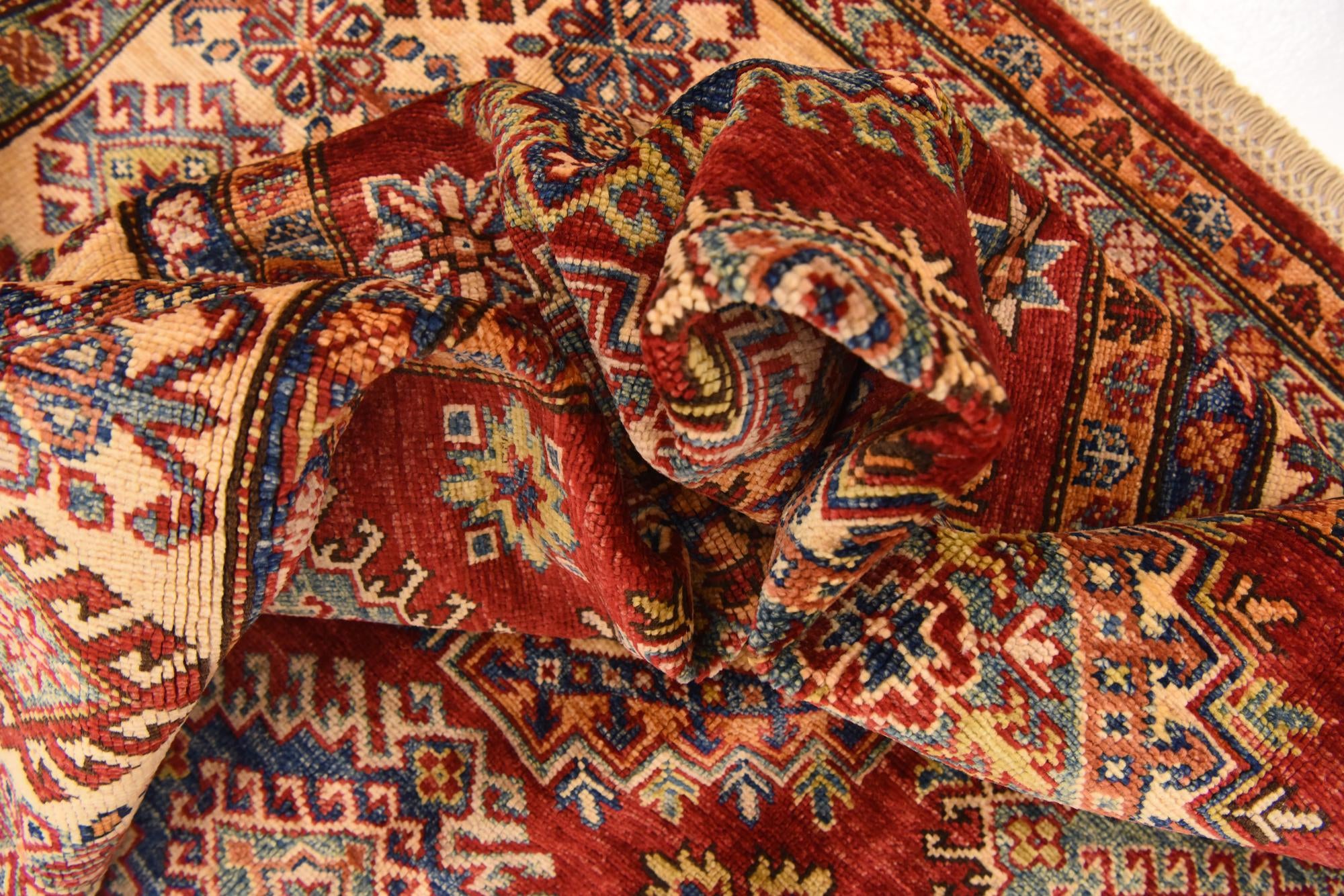 6' x 8' 3 Hand Knotted Kazak Oriental Rug